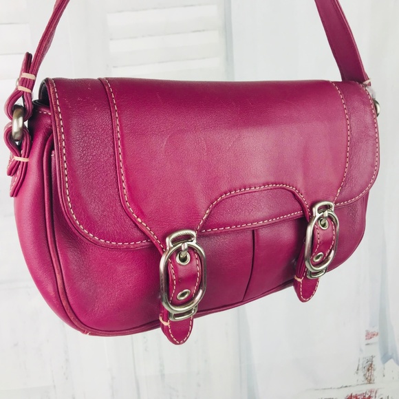 COLE HAAN ALEXA Magenta Leather Shoulder Bag - Picture 3 of 8